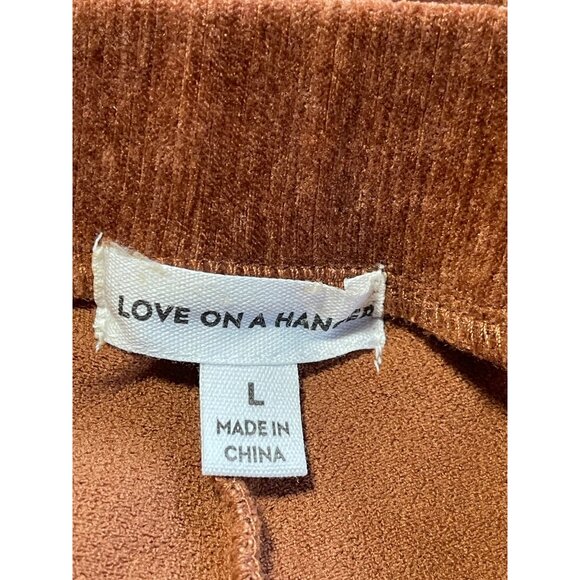 Love On A Hangar Velour Flared Brown Pants Womens Large Pull On Elastic Waist L - Picture 7 of 9